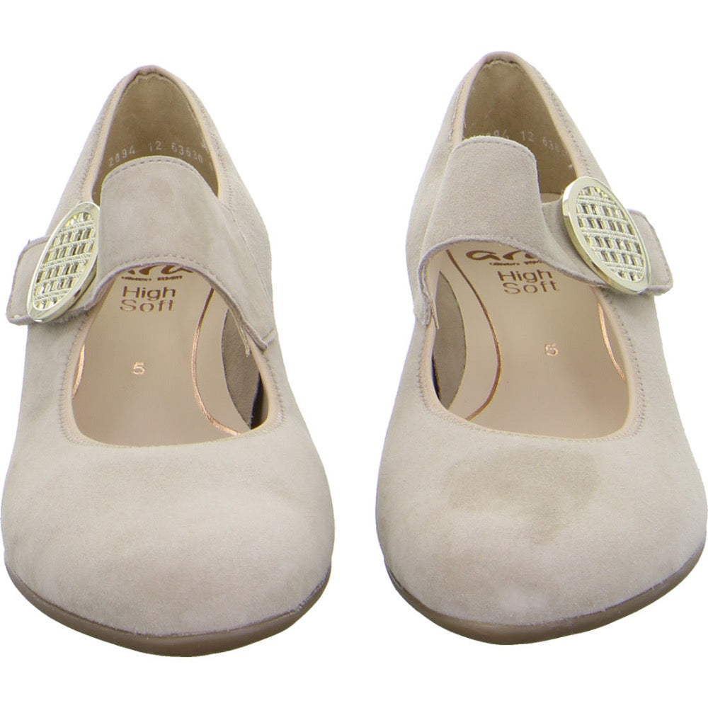 Gray Ara Women's Calico II Mid Heel Sand Kid Suede