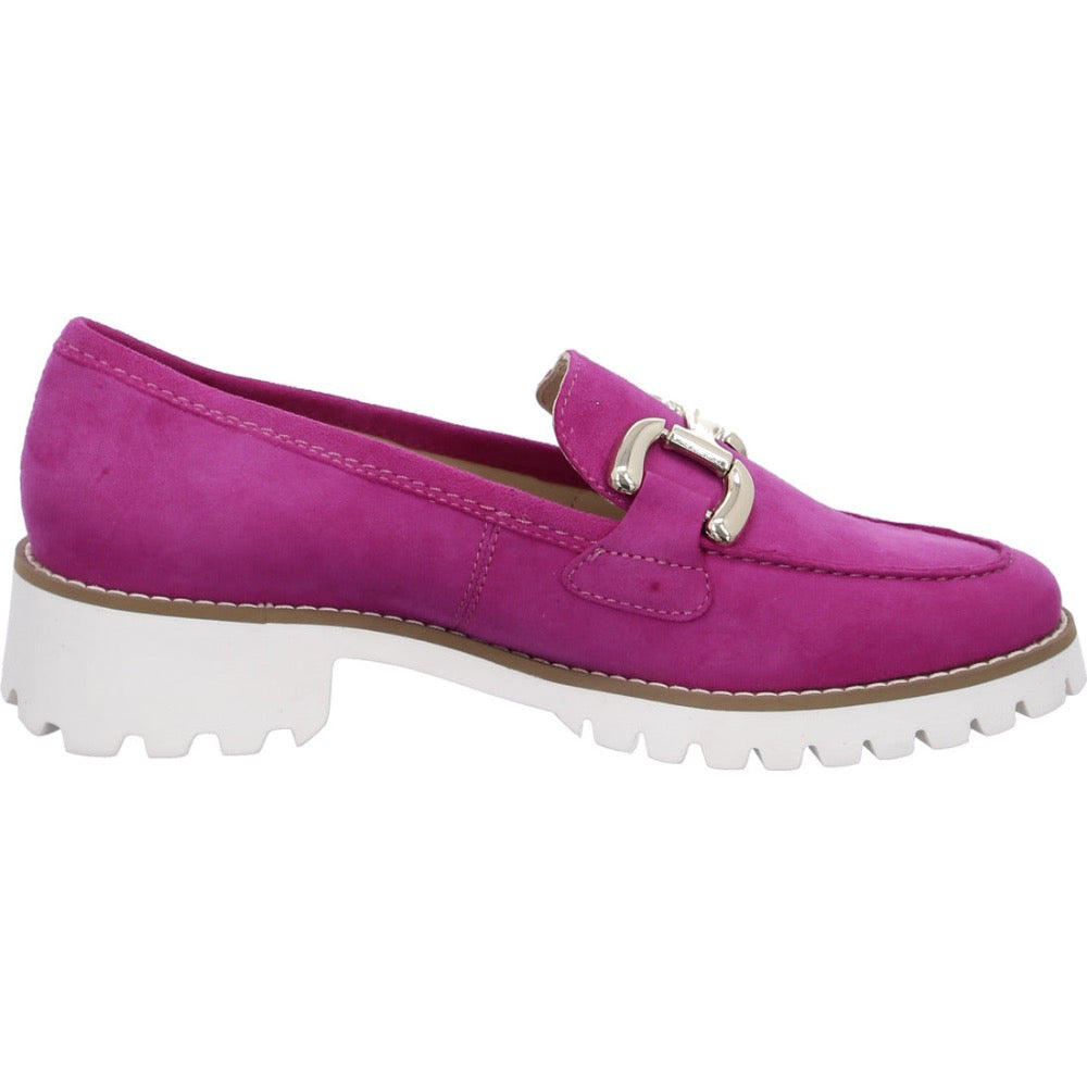 Maroon Ara Women's Kiana Buckle Loafer Pink Kid Suede