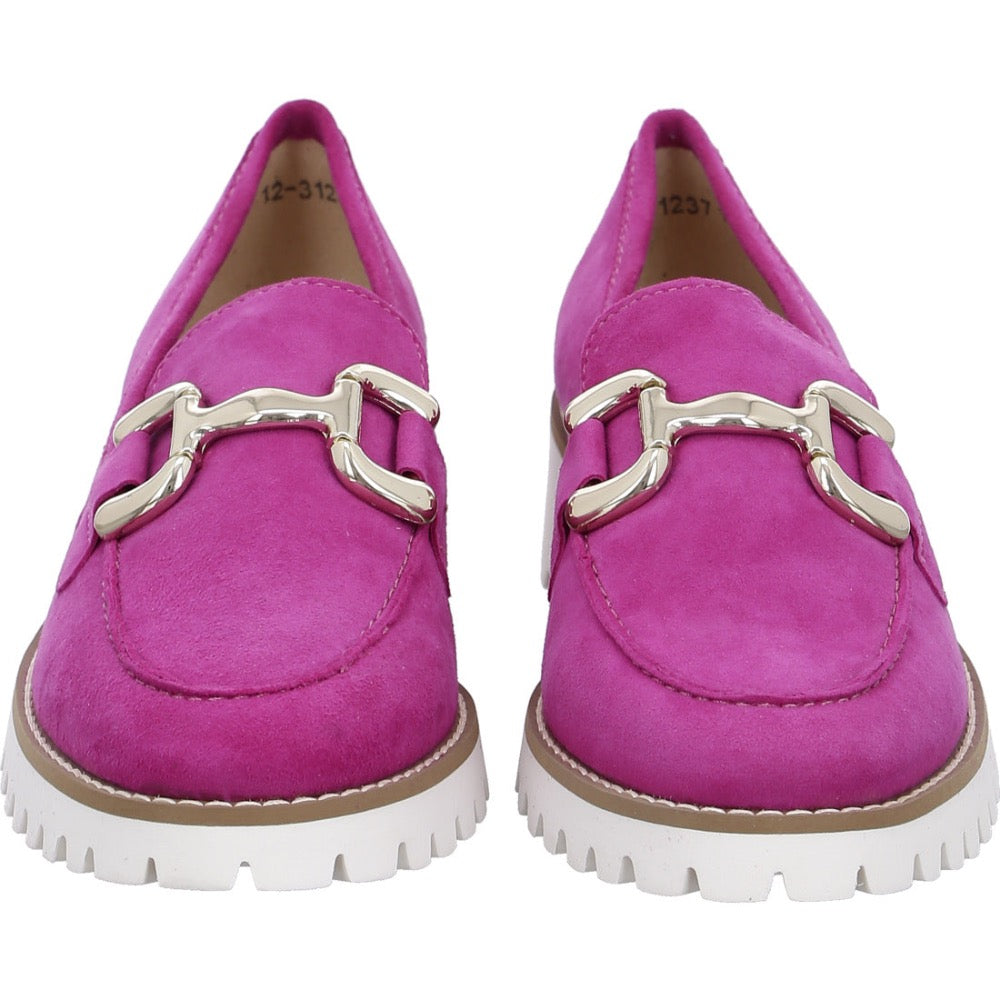 Maroon Ara Women's Kiana Buckle Loafer Pink Kid Suede