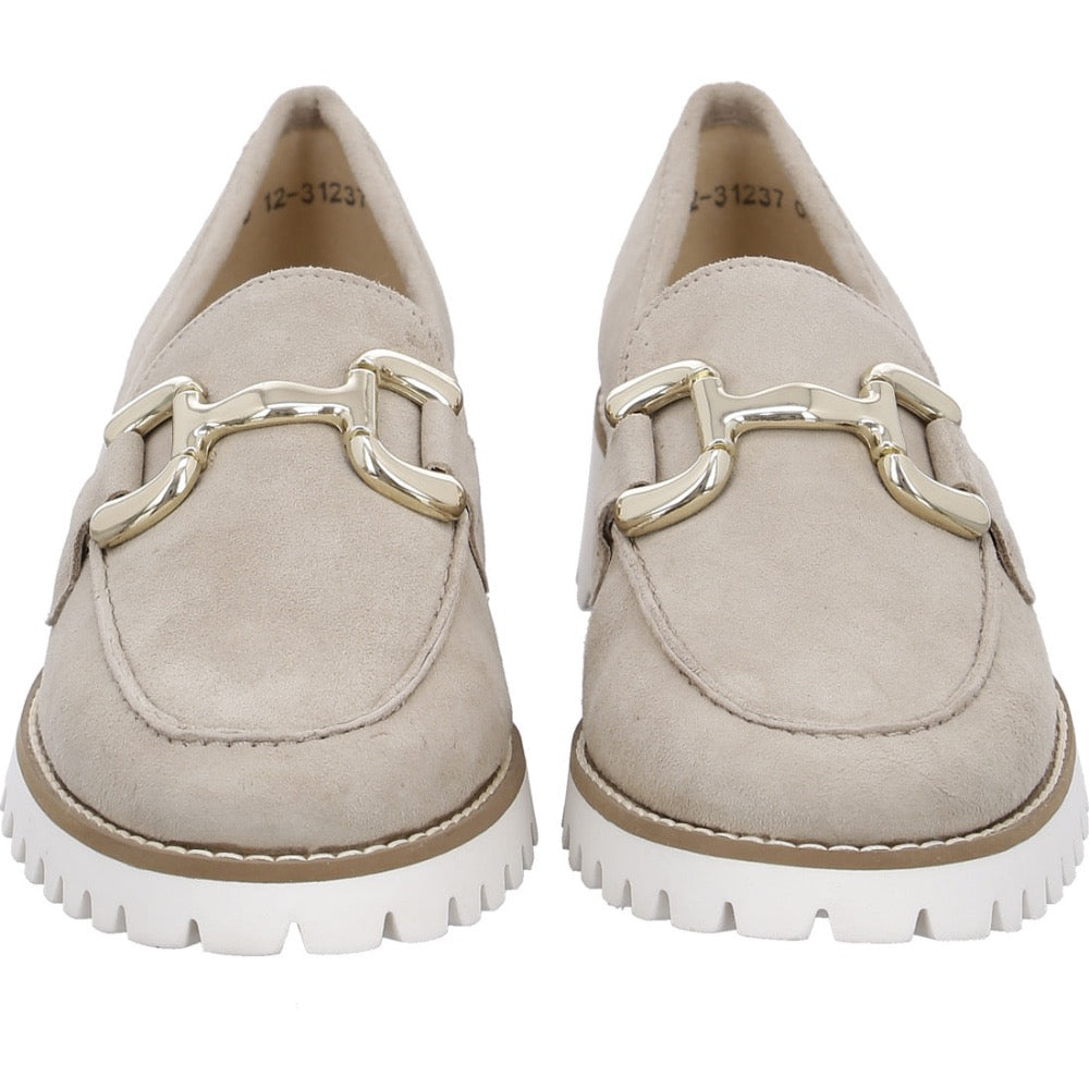Gray Ara Women's Kiana Buckle Loafer Sand Kid Suede