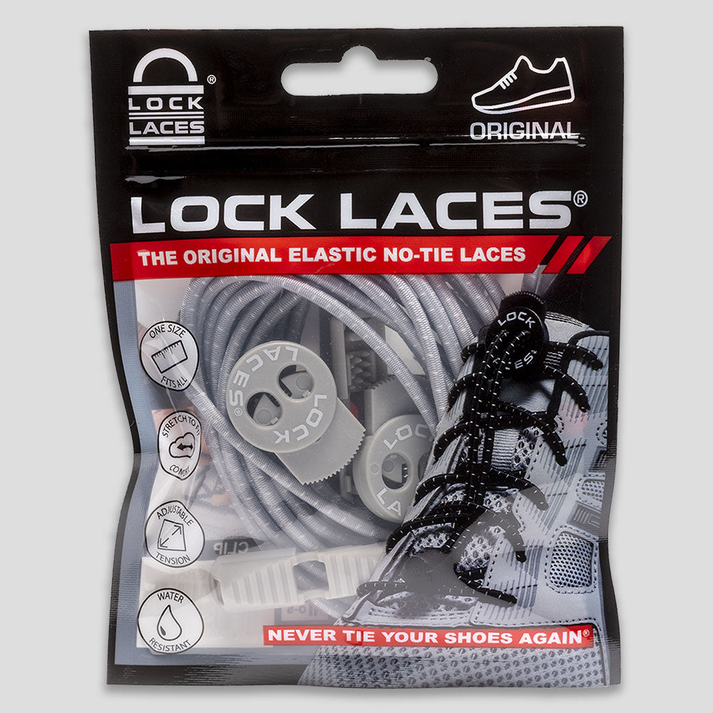 Light Gray Lock Laces Adults and Kids Original Elastic No-Tie Shoe Laces Cool Grey