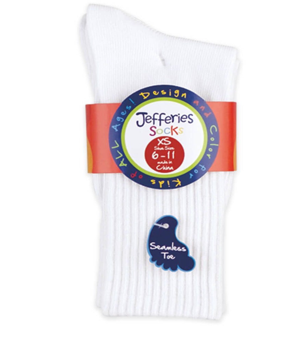 White Smoke Jefferies Socks Boys and Girls Sport Crew White 3 Pack