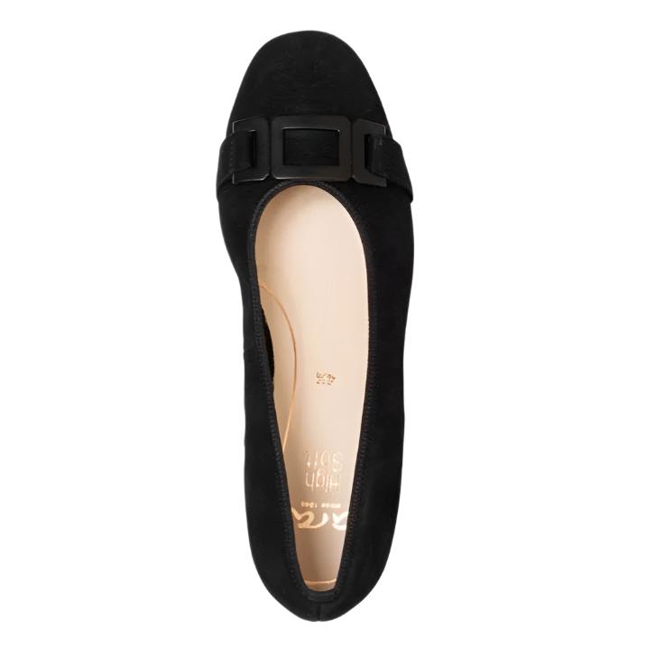 Black Ara Women's Gallant 2 Buckle Pump Black Kid Suede