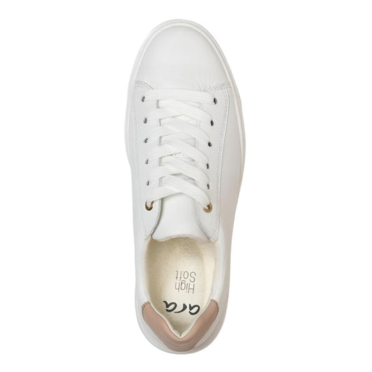 Light Gray Ara Women's Lace-Up Platform Sneaker White / Sand Calf