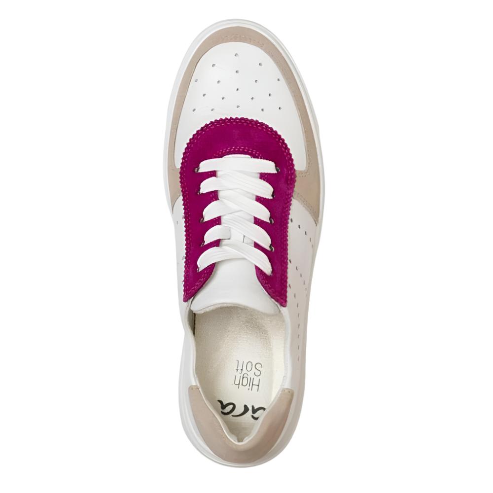 Light Gray Ara Women's Calgary Lace-Up Sneaker Shell / White Pink Suede