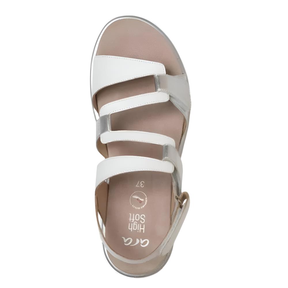 Rosy Brown Ara Women's Bayview Triple Adjustable Wedge Sandal Silver / Fog Metallic Leather