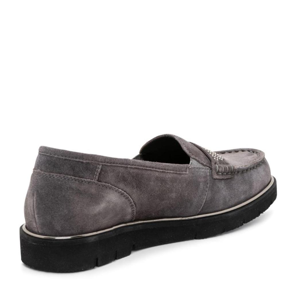 Dark Slate Gray Ara Women's Daffodil Rhinestone Keeper Wedge Loafer Steel Suede