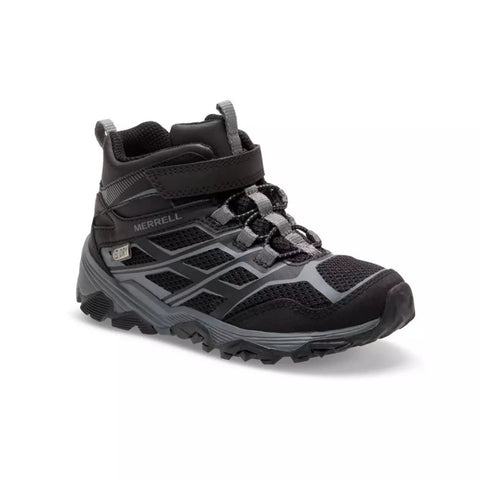 Dark Slate Gray Merrell Big Boys Moab FST Mid A/C Waterproof Velcro Hiking Boots Black