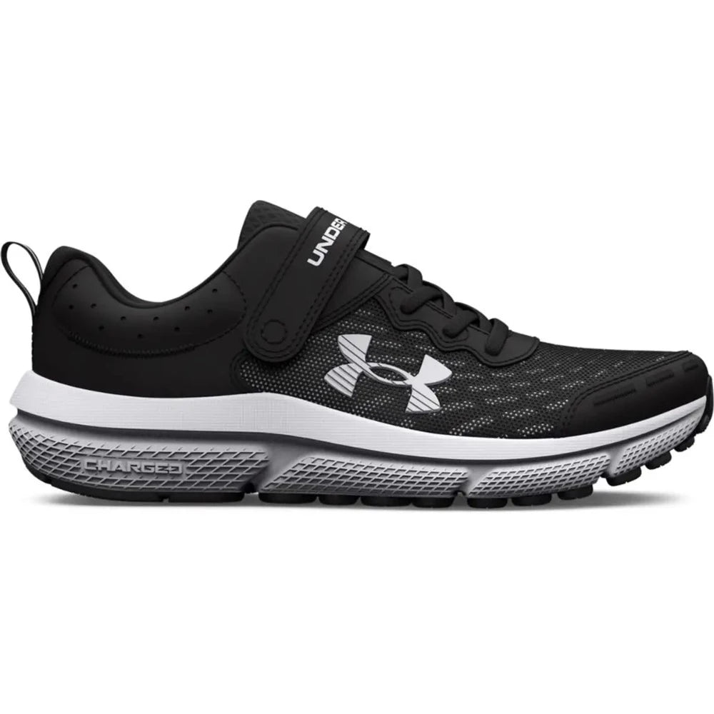 Light Gray Under Armour Boys Assert 10 AC Hook and Loop Black Wide