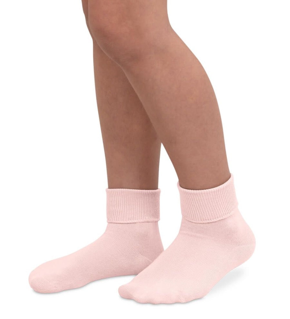 Antique White Jefferies Socks Girls Smooth Toe Turn Cuff Socks Pink (1 Pair)
