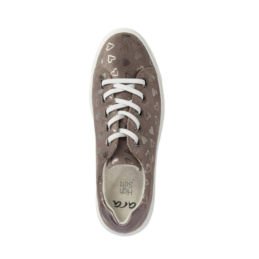 Dim Gray Ara Women's Crystal Sneaker Moon Veronacalf / Metallic Little Hearts