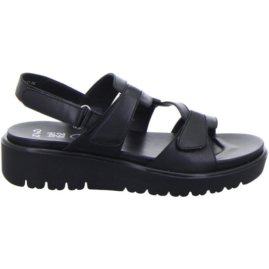 Dark Slate Gray Ara Women's Bayview Triple Adjustable Wedge Sandal Black Nappa Leather