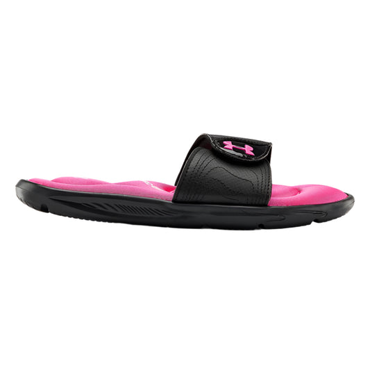 White Smoke Under Armour Girls Ignite IX Slides Black
