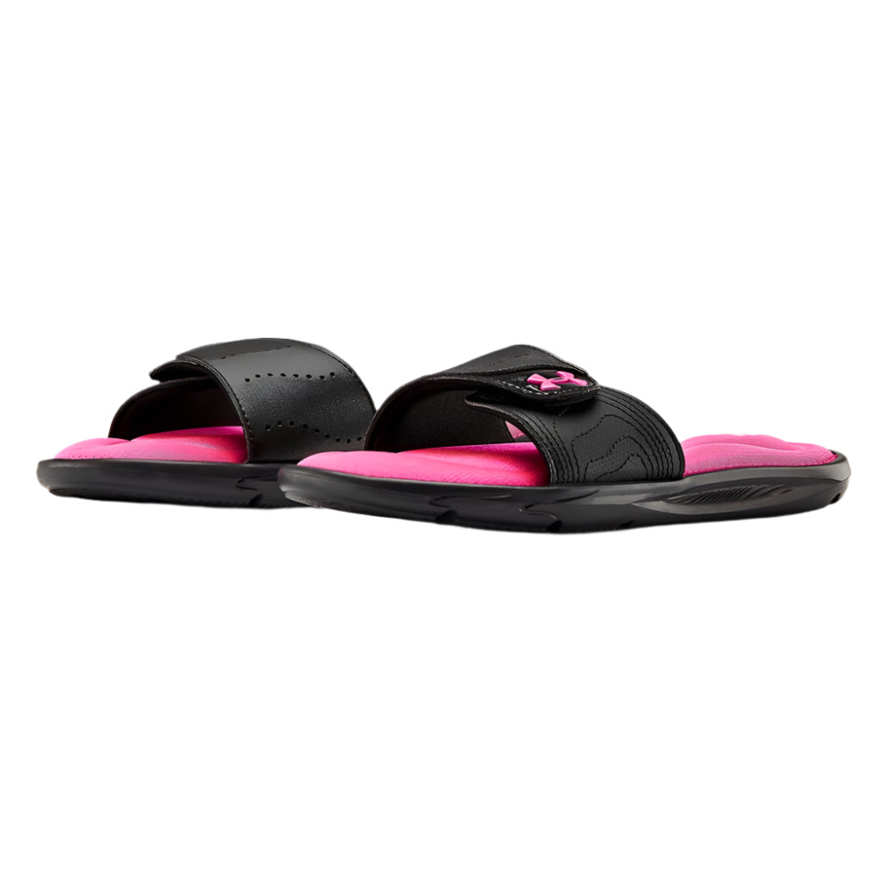 White Smoke Under Armour Girls Ignite IX Slides Black