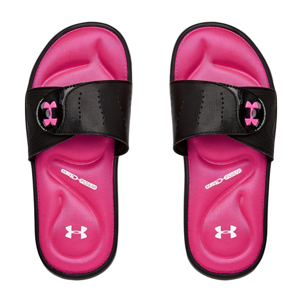 Dark Slate Gray Under Armour Girls Ignite IX Slides Black