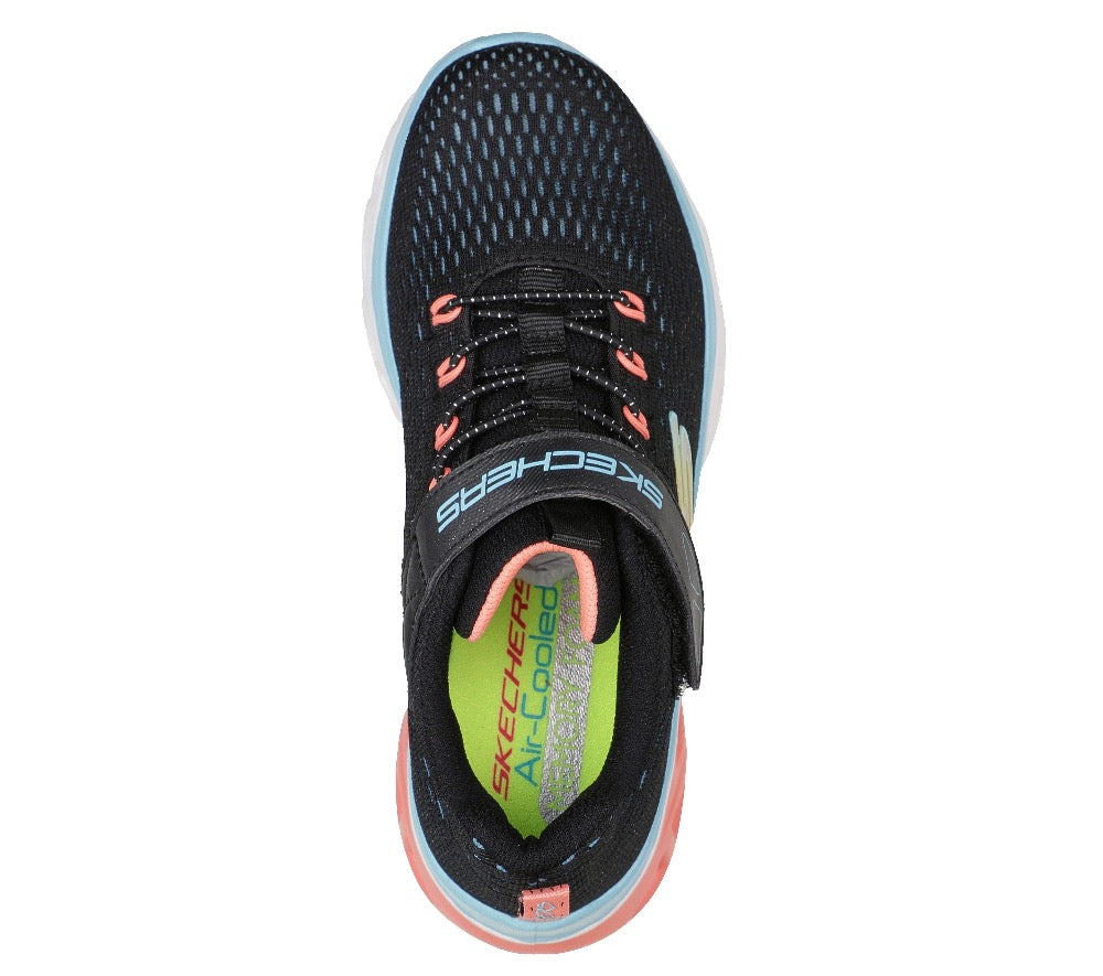Gray Skechers Little Girls Glide-Step Sport Velcro Blue / Pink