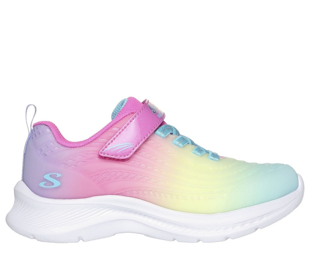 Light Gray Skechers Little Girls Jumpsters 2.0 - Blurred Dreams Velcro Pink / Multi