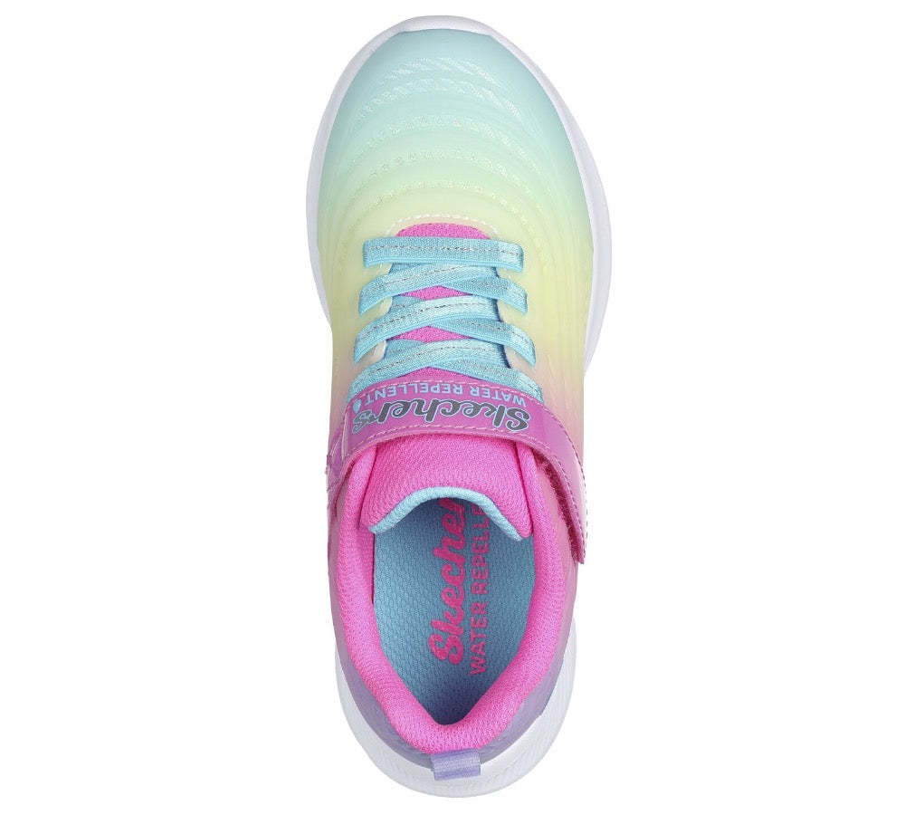 Light Gray Skechers Little Girls Jumpsters 2.0 - Blurred Dreams Velcro Pink / Multi