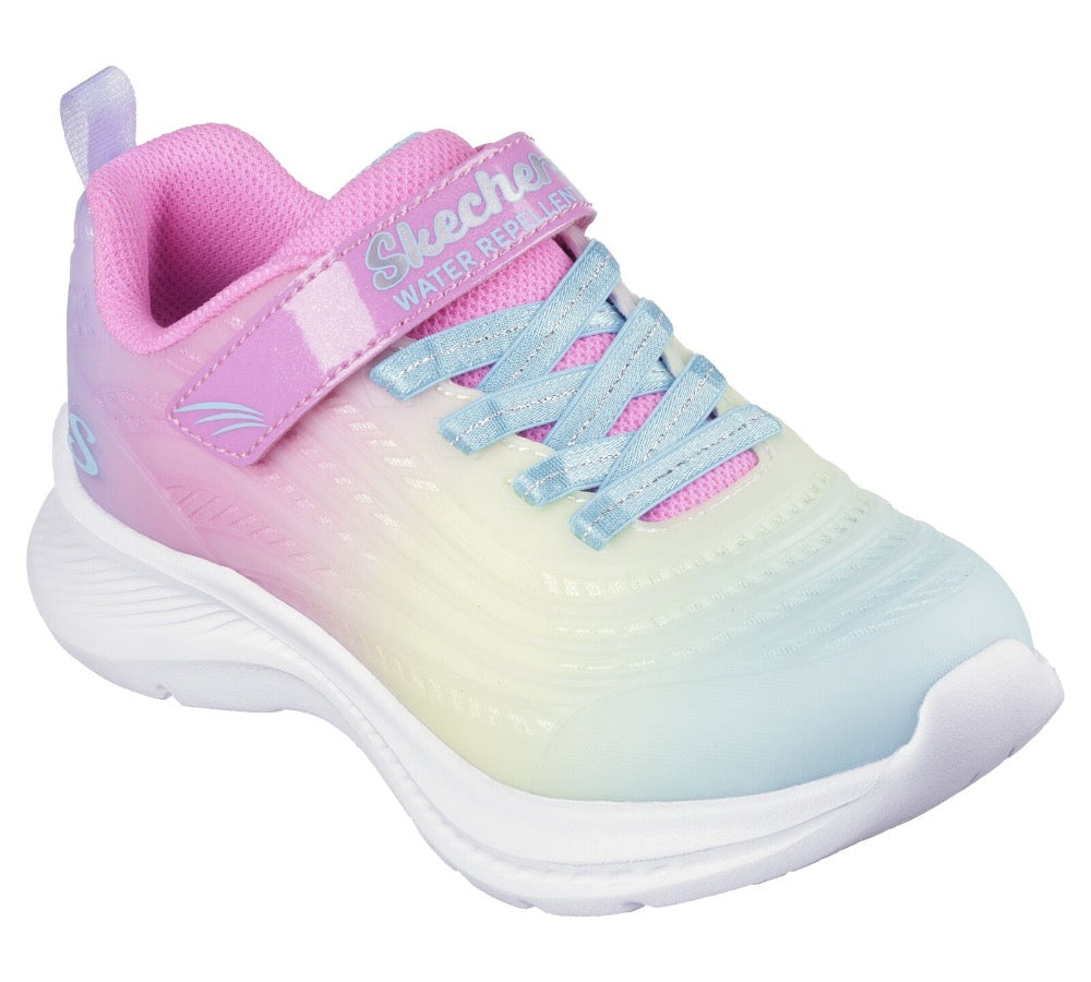 Light Gray Skechers Little Girls Jumpsters 2.0 - Blurred Dreams Velcro Pink / Multi