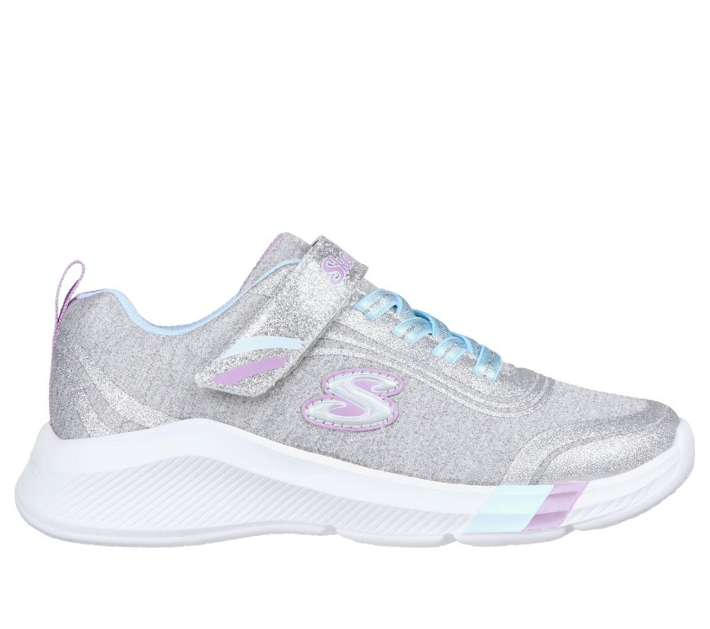 Light Gray Skechers Little Girls Dreamy Lites - Ready To Shine Velcro Grey