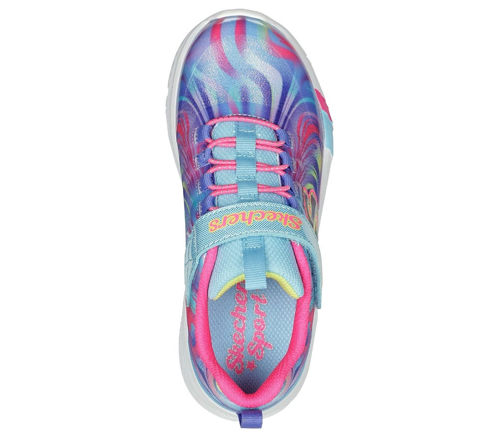 Dark Gray Skechers Little Girls Dreamy Lites - Swirly Sweets Velcro Blue / Multi