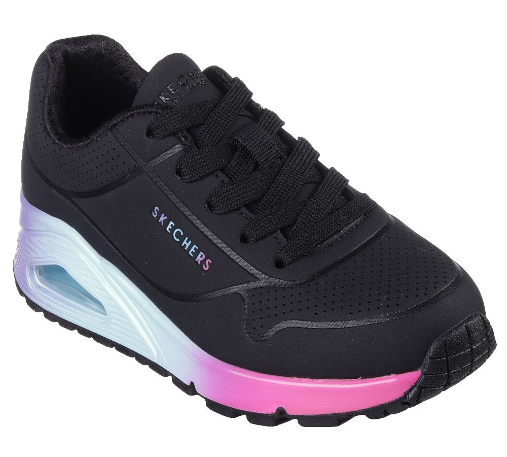 Dark Slate Gray Skechers Little and Big Girls Uno Gen1 - Pop of Ombre Black / Multi