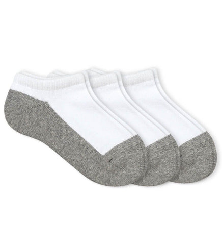 Jefferies Socks Boys and Girls Seamless Smooth Toe Sport Low Cut Socks White / Grey 3 Pack