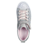 Gray Skechers Little Girls Twinkle Toes - Heather Charm Velcro Grey / Silver