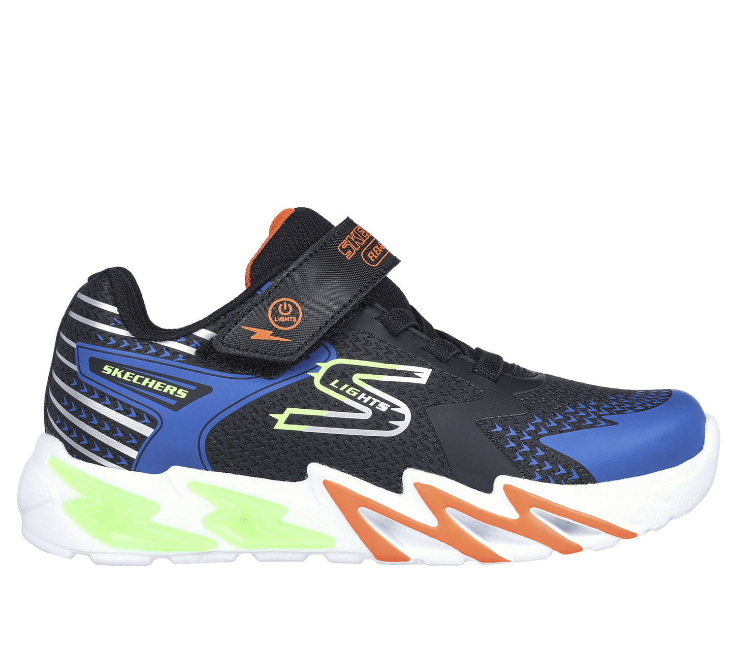Dark Slate Gray Skechers Boys S Lights: Flex-Glow Bolt Hook and Loop Black / Blue