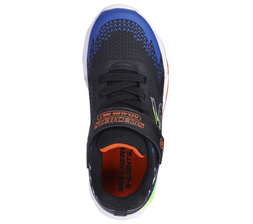 Dark Slate Gray Skechers Boys S Lights: Flex-Glow Bolt Hook and Loop Black / Blue
