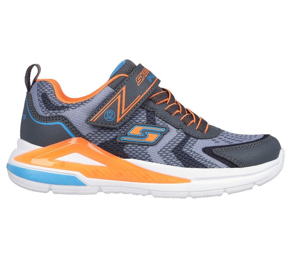 Gray Skechers Boys S Lights: Tri-Namics Hook and Loop Charcoal / Orange