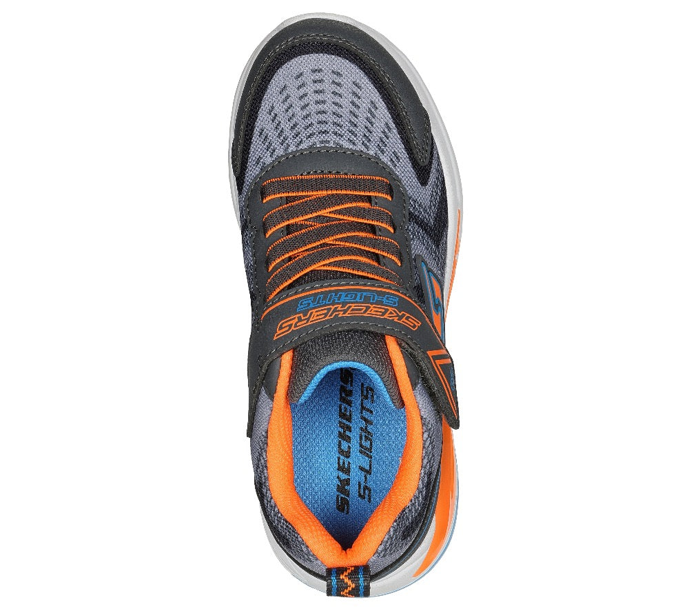 Dark Slate Gray Skechers Boys S Lights: Tri-Namics Hook and Loop Charcoal / Orange