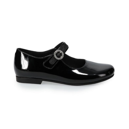 Light Gray Valencia Imports (Rachel Shoes) Little Girls Mary Jane w/ Velcro Strap Black Patent