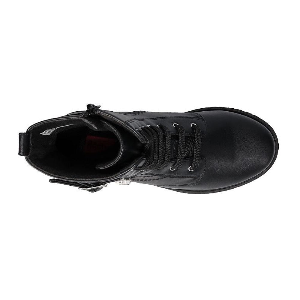 Black Valencia Imports (Rachel Shoes) Little Girls Combat Boot w/ Zip Black