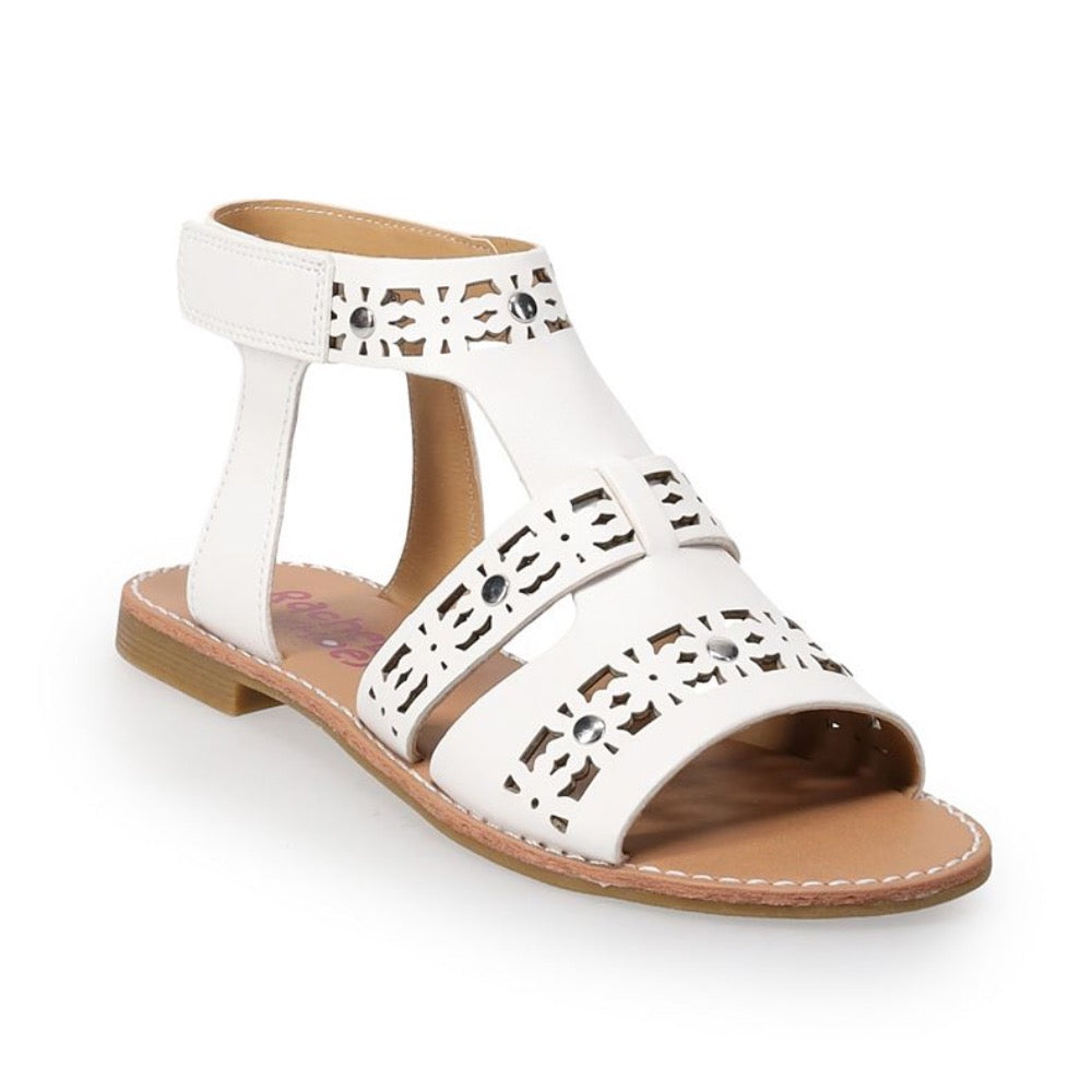 Antique White Valencia Imports (Rachel Shoes) Little Girls Prue Gladiator Sandal Velcro White