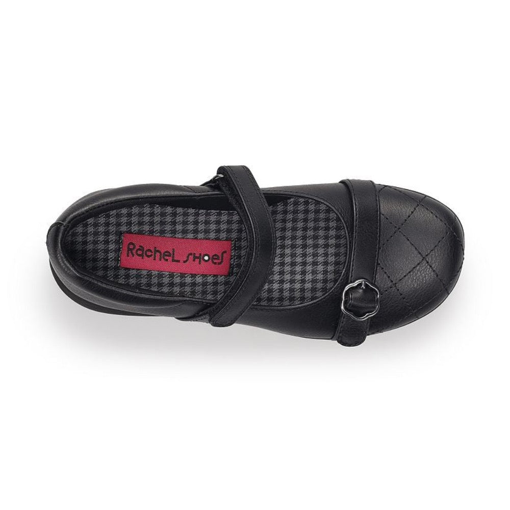 Light Gray Valencia Imports (Rachel Shoes) Big Girls Bethann Mary Jane w/ Velcro Strap Black
