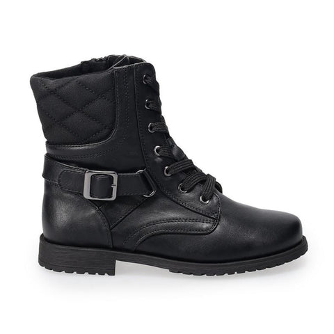 Dark Slate Gray Valencia Imports (Rachel Shoes) Little and Big Girl Leanna Combat Boot w/ Zip Black