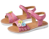 Rosy Brown Valencia Imports (Rachel Shoes) Toddler and Little Girls Tiana Sandal w/ Velcro Strap Strawberry / Multi