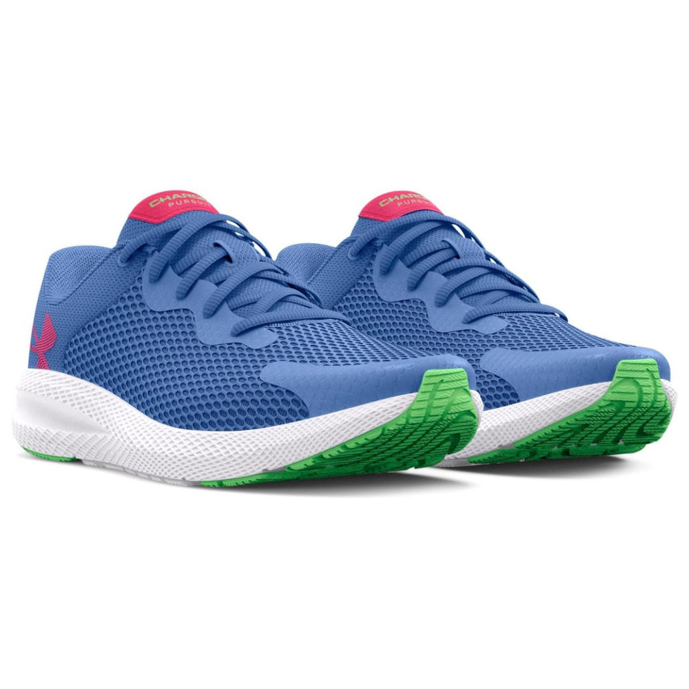 Steel Blue Under Armour Girls UA Charged Pursuit 2 River