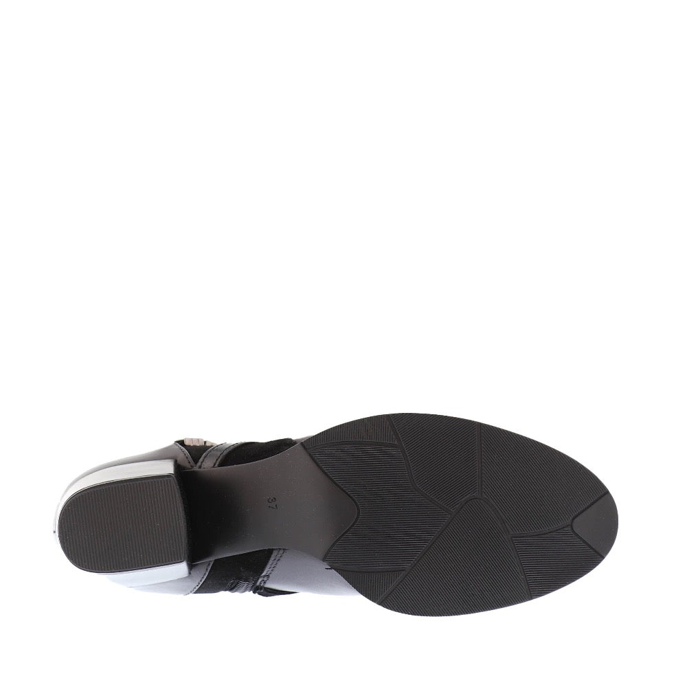 Dark Slate Gray Regarde Le Ciel Women's Isabel-120 Block Heel Ankle Black Leather