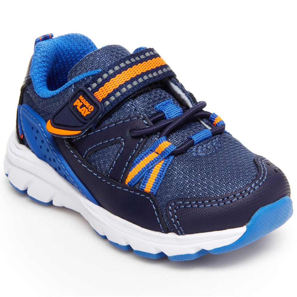 Antique White Stride Rite Infant/Toddler Boys M2P Journey Sneaker Hook and Loop Navy