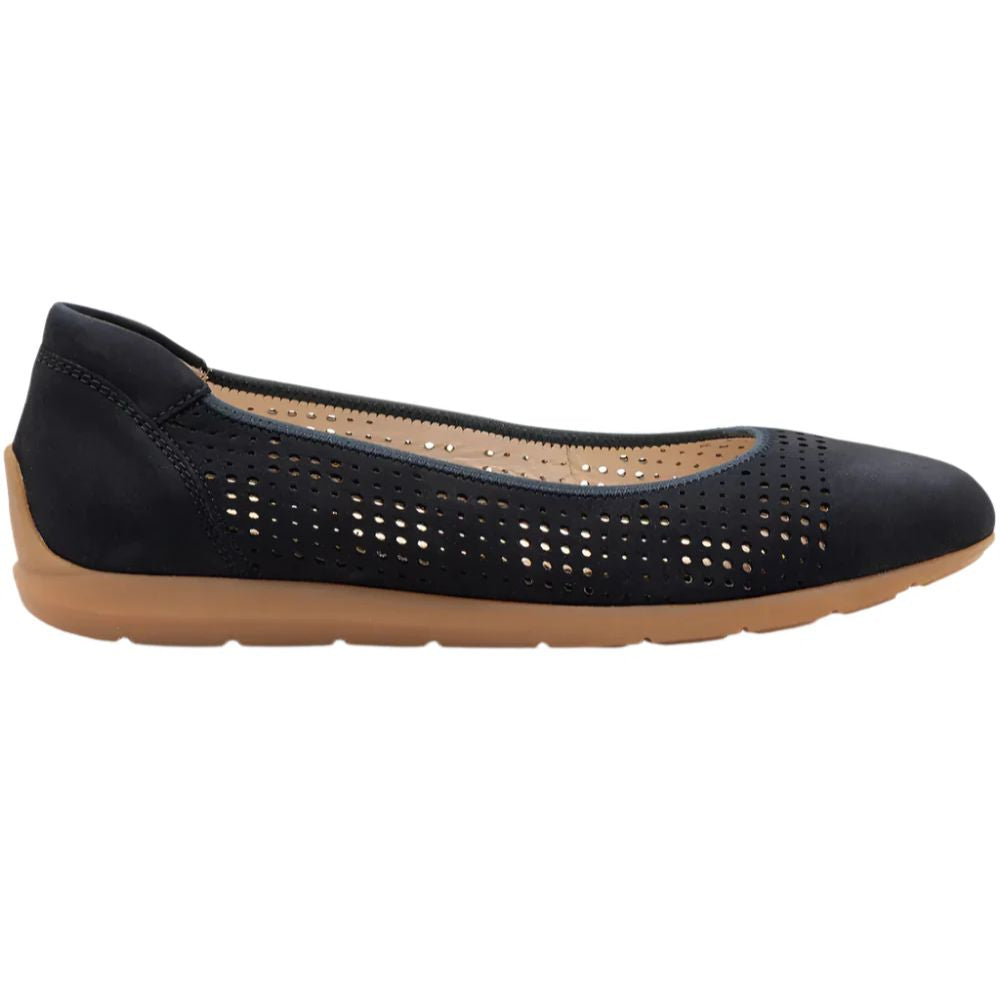 Ara Women's Sarah Perf Comfort Ballet Flat Navy Nubuck