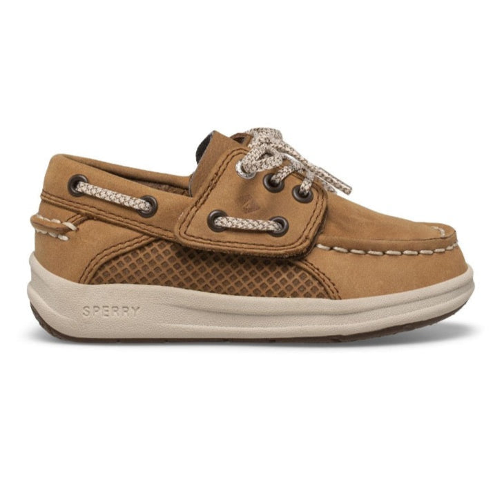 Dim Gray Sperry Boys Gamefish Jr Boat Shoes Dark Tan Leather