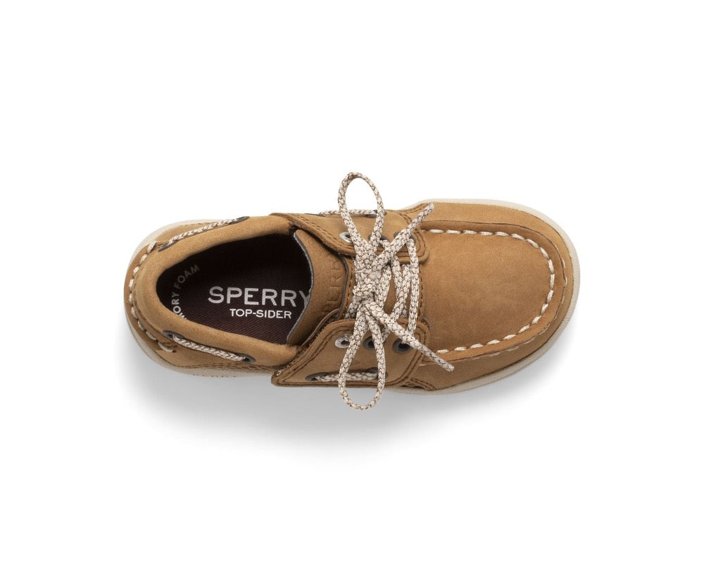 Dim Gray Sperry Boys Gamefish Jr Boat Shoes Dark Tan Leather