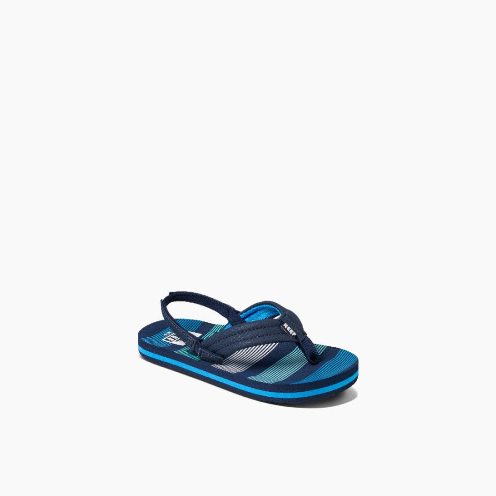 Snow Reef Boys Little Ahi Flip Flop w/ Backstrap Deep Sea Stripes