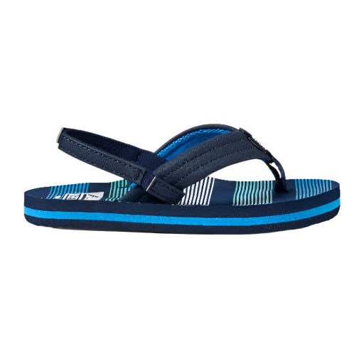Snow Reef Boys Little Ahi Flip Flop w/ Backstrap Deep Sea Stripes