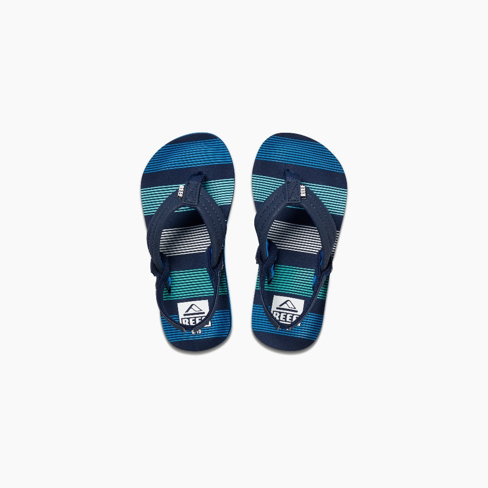 Snow Reef Boys Little Ahi Flip Flop w/ Backstrap Deep Sea Stripes