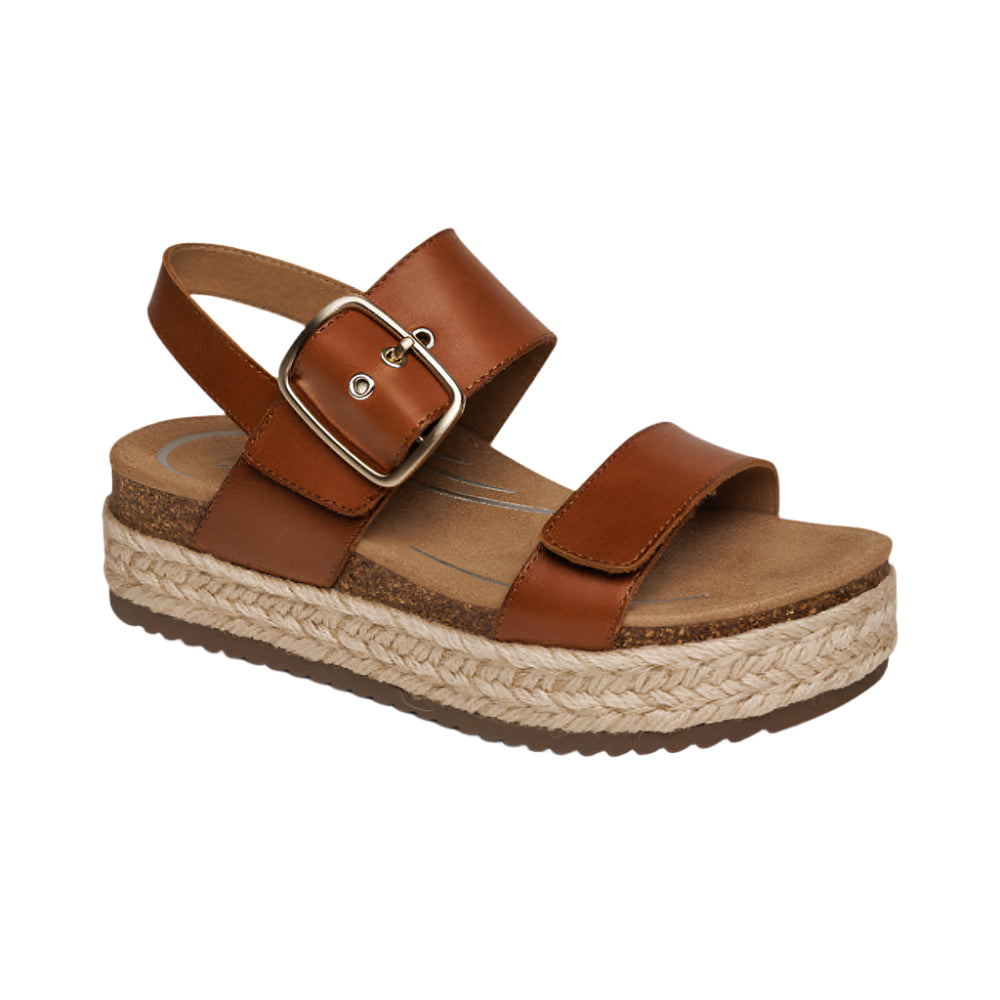 Sienna Aetrex Women's Vania Cognac Platform Leather Sandal Cognac