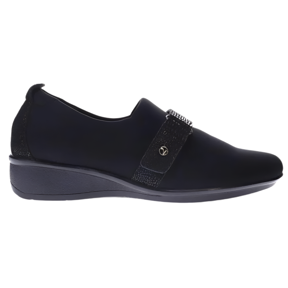 Dark Slate Gray Revere Women's Genoa Stretch Loafer Black