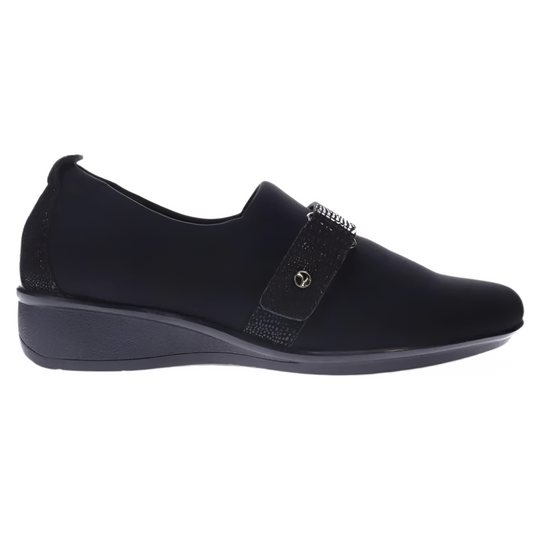 Dark Slate Gray Revere Women's Genoa Stretch Loafer Black
